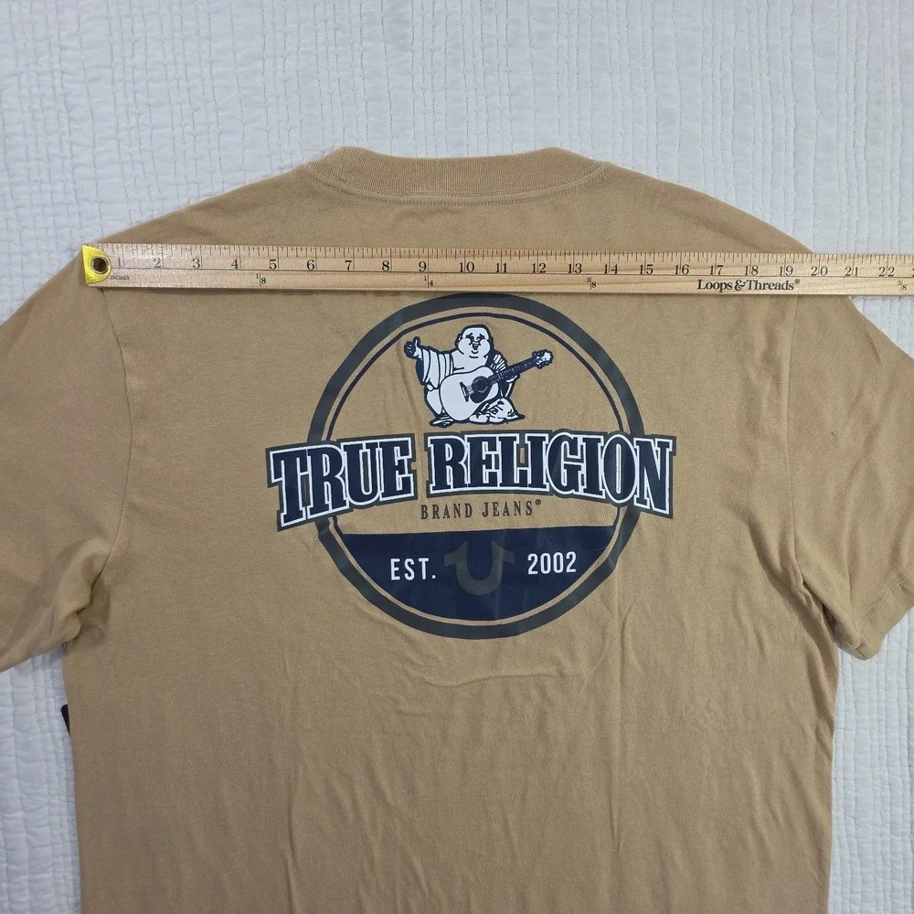 True Religion Men XL Horseshoe Logo T-Shirt Travertine Brown Graphic Tee NWT
